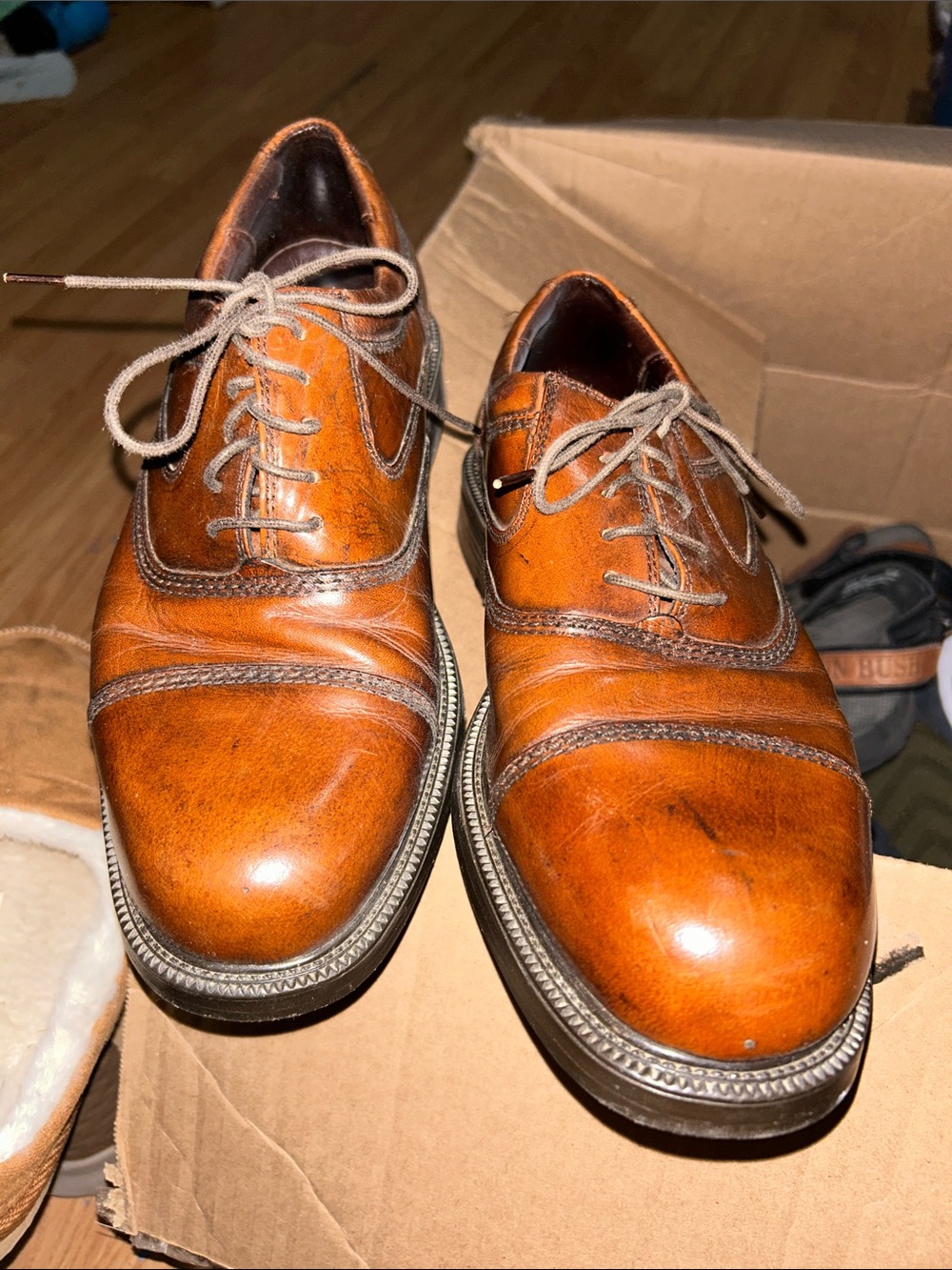 Sven Men's Brown Leather Cap-Toe Derby Oxfords
